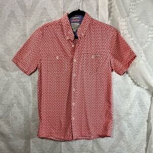 Los Angeles Third & Army red floral short sleeve collared button up size S